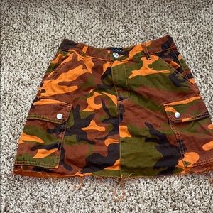 Orange army fatigue skirt